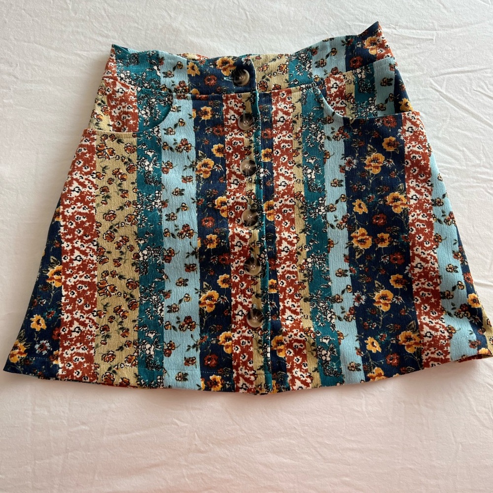 A-Line Mini Skirt in Blue and Black for Resort Wear